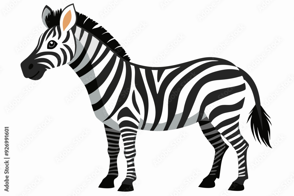 Fototapeta premium A Cartoon Zebra with Black and White Stripes