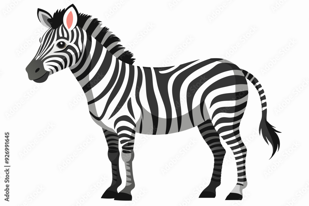 A Cartoon Zebra Standing on a White Background A Cartoon Zebra Standing on a White Background