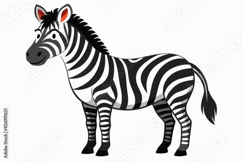 Cartoon Zebra with Black and White Stripes