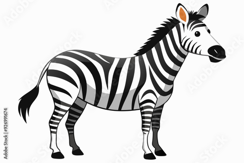 Cartoon Zebra with Black and White Stripes