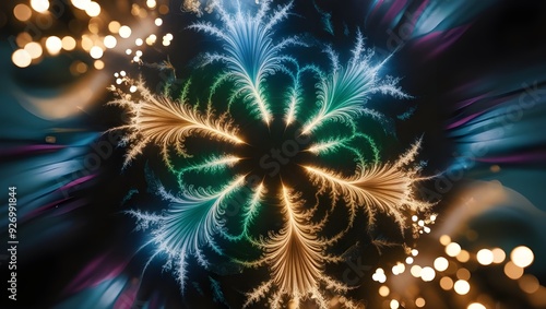 Wallpaper Mural 3D Rendering of Abstract Fractal Light Background, Digital Art Illustration Torontodigital.ca