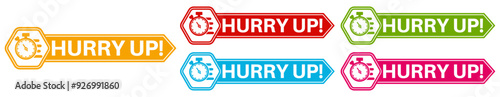 set hurry up badge labels icon. deadline design sticker template vector illustration