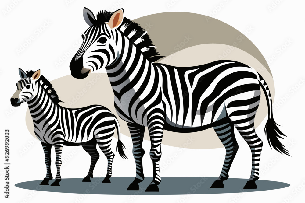 Obraz premium Two Zebras Standing Side by Side