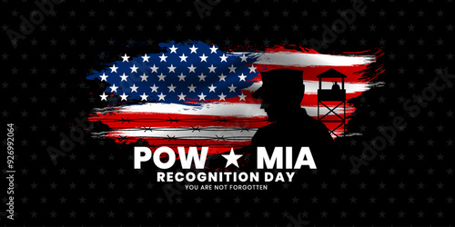 National POW MIA Recognition Day Background, military prisoners of war and those missing in action, Vector Illustration