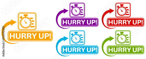 set hurry up badge labels icon. deadline design sticker template vector illustration