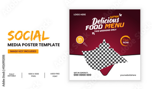 Samosa social media post design or Restaurant Samosa Social Media Post Template