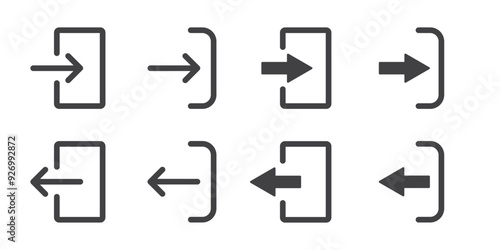 Set of Login and logout icon isolate on white background. Vector illustration.