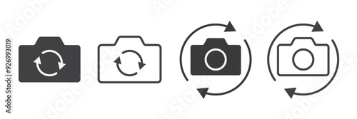 Flip and switch the camera icon. Flat and line icons isolated on white background. Element design for apps, websites, and Interfaces. UI UX. Vector illustration.