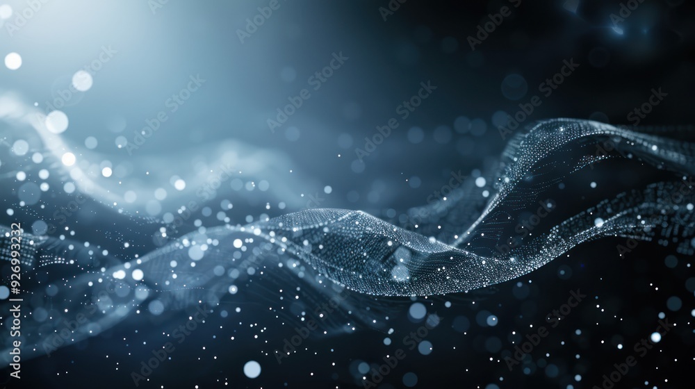 Abstract Blue Wave with Glowing Particles Abstract Blue Wave with Glowing Particles