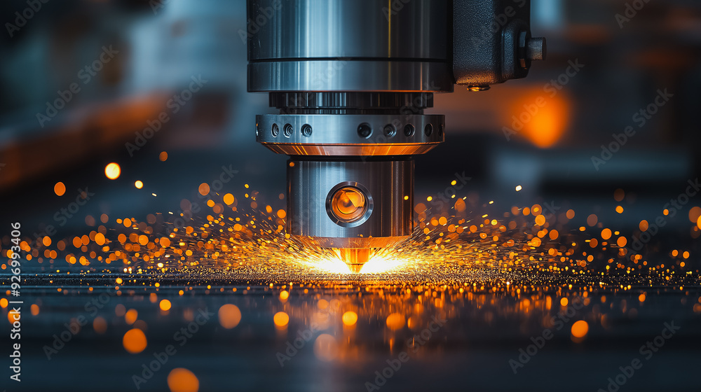 Industrial machinery in action at a factory Industrial machinery in action at a factory