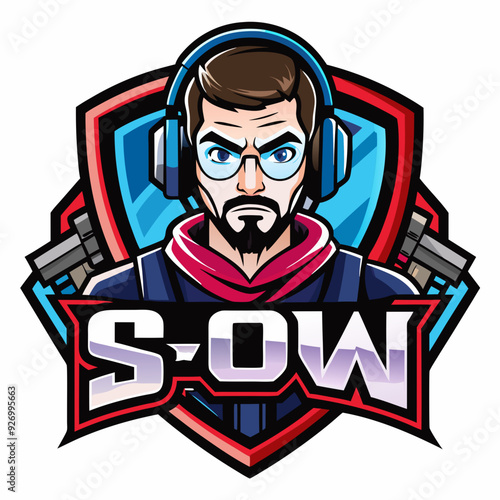 logo para streamer con las letras sow call vector illustration