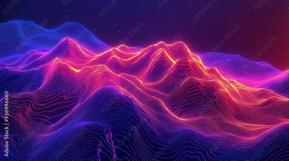 Fototapeta premium Spectacular mountain landscape under a starry night sky.