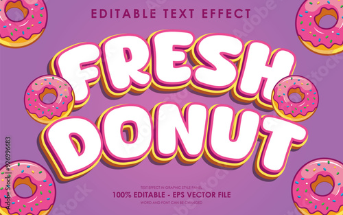 Editable Fresh Donuts Text Effect With Illustration of Donuts with Sprinkles