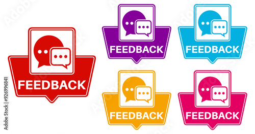 set collections colourful trendy feedback icon. criticism Sign label design template vector illustration