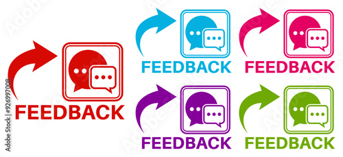 set collections colourful trendy feedback icon. criticism Sign label design template vector illustration