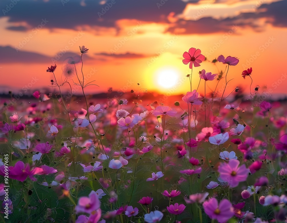 photography of a beautiful sunset over a field of flowers photography of a beautiful sunset over a field of flowers
