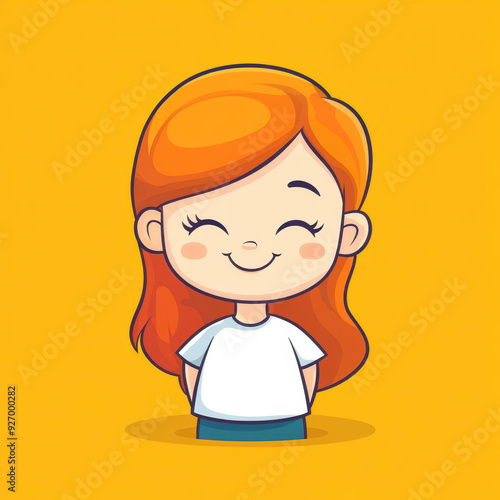 Adorable cartoon girl winking in a vibrant style, perfect for character icons with a fun, playful vibe on a solid backdrop. photo