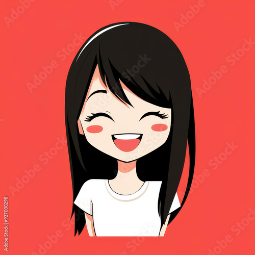 Adorable cartoon girl winking in a vibrant style, perfect for character icons with a fun, playful vibe on a solid backdrop. photo