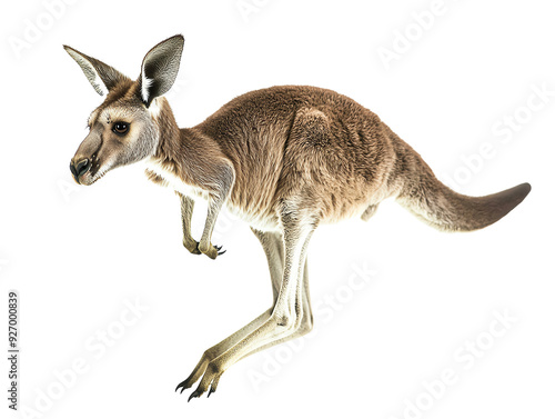 Lively kangaroo hopping on transparent background photo