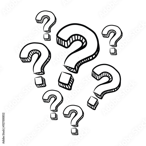 hand drawn doodle question marks
