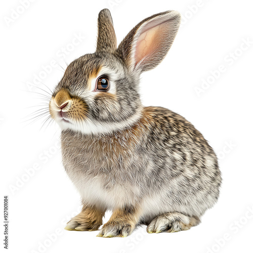 Small rabbit with twitching nose on transparent background