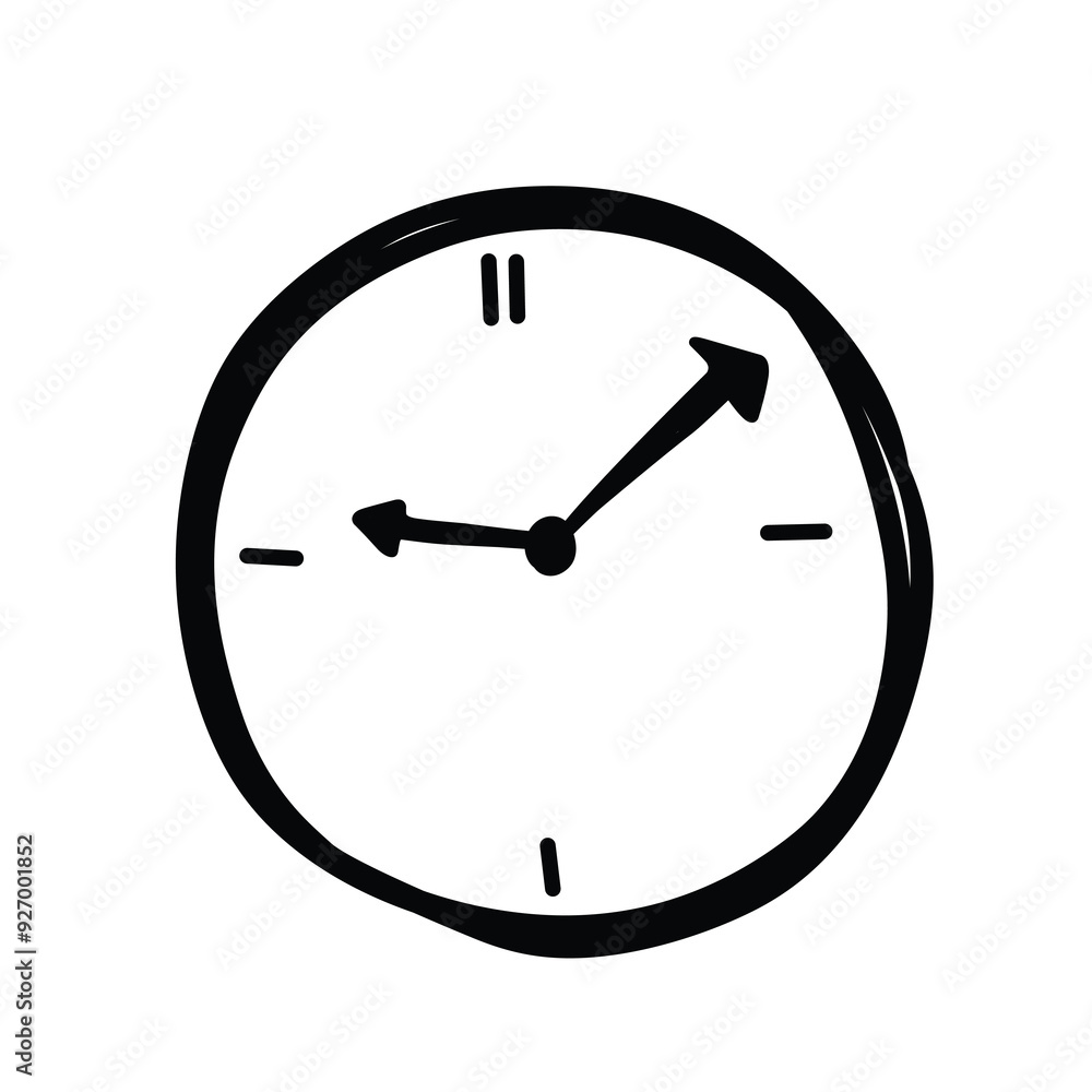 doodle clock icon illustration handdrawn style doodle clock icon illustration handdrawn style