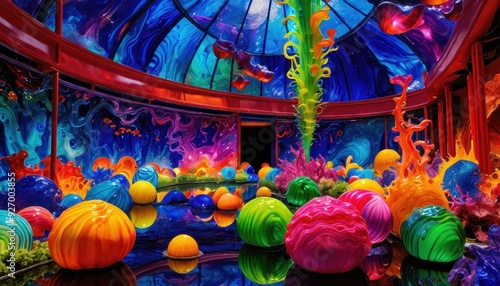 Underwater dome with colorful decorations photo