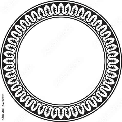 Vector round monochrome black national Persian ornament. Circle, ring, frame, border, ethnic pattern of the peoples of Iran, Iraq, Tajikista