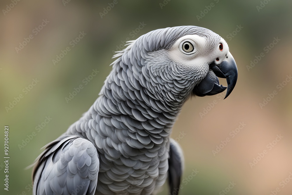 African grey bird blurry nature background, Ai Generated African grey bird blurry nature background, Ai Generated