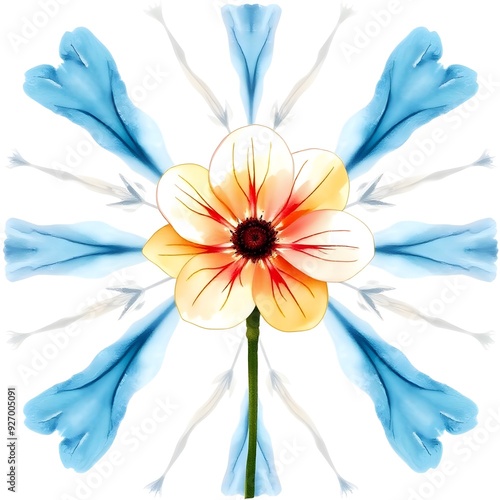 Watercolour flower isolated on clean white background