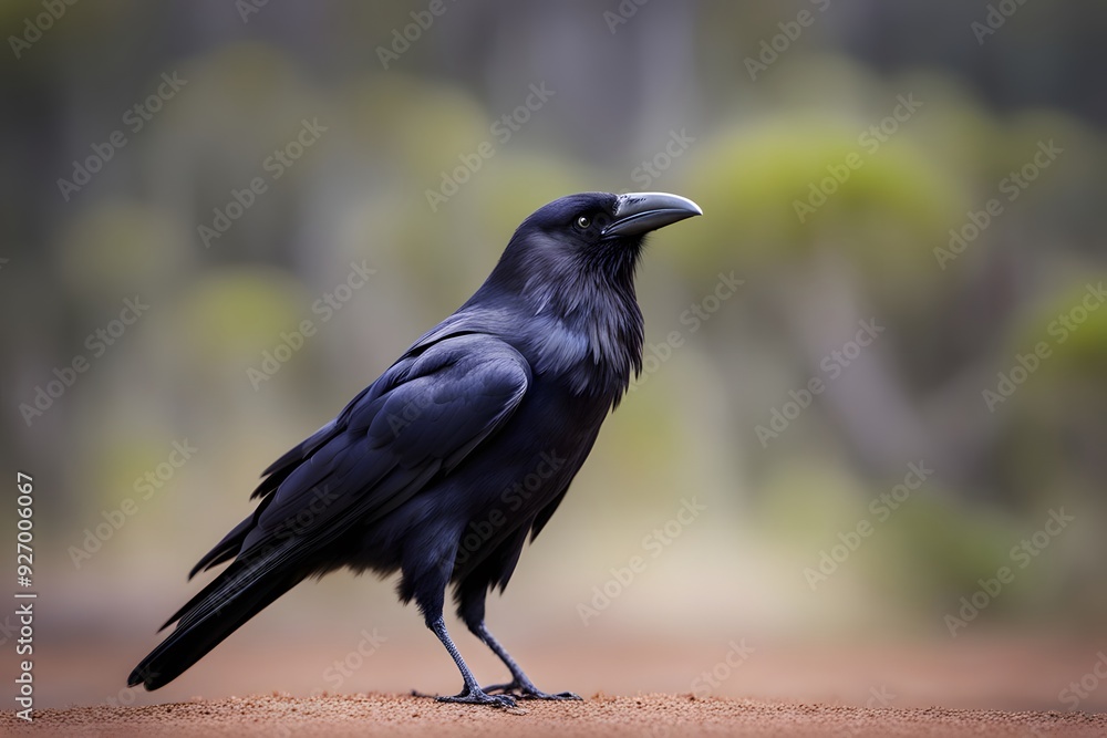 Australian raven bird blurry nature background, Ai Generated Australian raven bird blurry nature background, Ai Generated