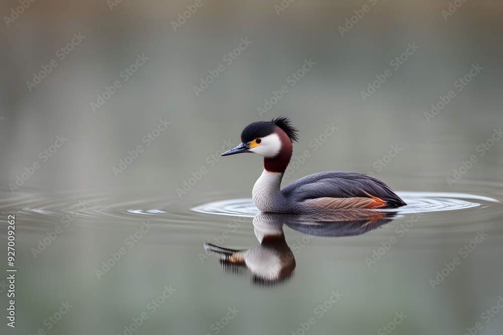 Alaotra grebe bird blurry nature background, Ai Generated Alaotra grebe bird blurry nature background, Ai Generated