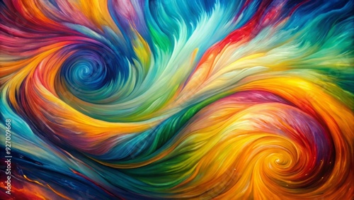 Vibrant oil painting of swirling colors in the wind