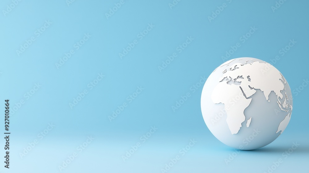 Minimalistic White Globe on Light Blue Background Representing Global Connectivity and Modern Design Minimalistic White Globe on Light Blue Background Representing Global Connectivity and Modern Design
