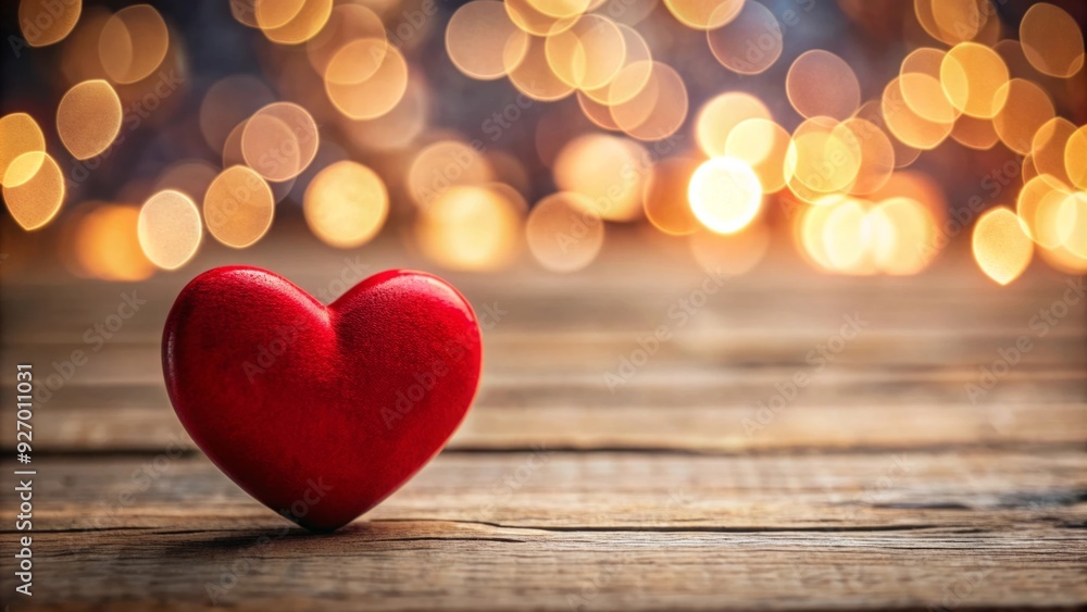 Close up of red heart on rustic wooden table with blurred bokeh light background for Valentine's Day love concept Close up of red heart on rustic wooden table with blurred bokeh light background for Valentine's Day love concept