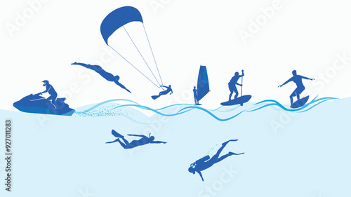 Great collection of variety of water sports in editable vector format best foy your graphic asset