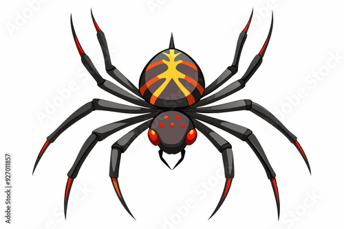 Black and Yellow Spider with Red Stripes and Claws