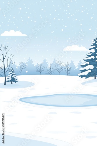 Wallpaper Mural Winter Wonderland Landscape with Snow-Covered Trees and Frozen Pond Under Falling Snowflakes Torontodigital.ca