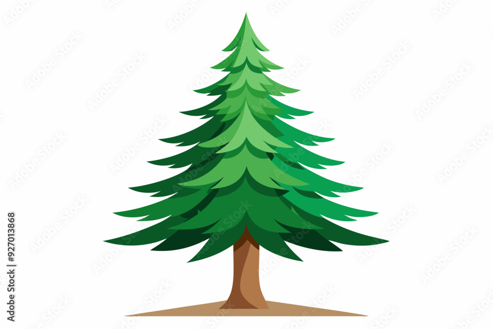 Tall Green Pine Tree with Brown Trunk and Base Tall Green Pine Tree with Brown Trunk and Base