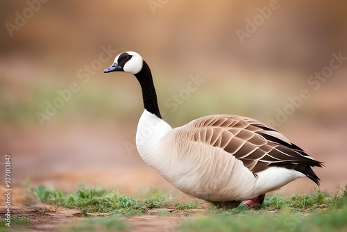 African goose bird blurry nature background, Ai Generated