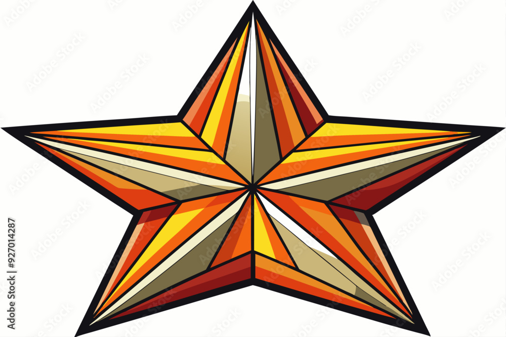 Orange and Yellow Geometric Star with Black Outline Orange and Yellow Geometric Star with Black Outline