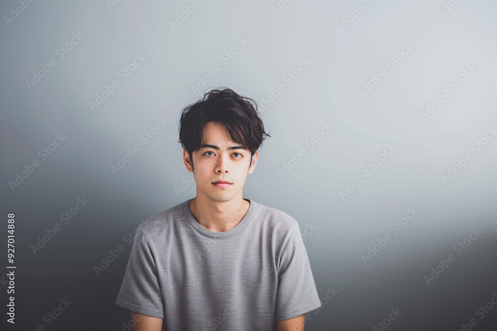Fototapeta premium さわやかな清潔感のあるアジア人の若い男性のスタジオポートレート