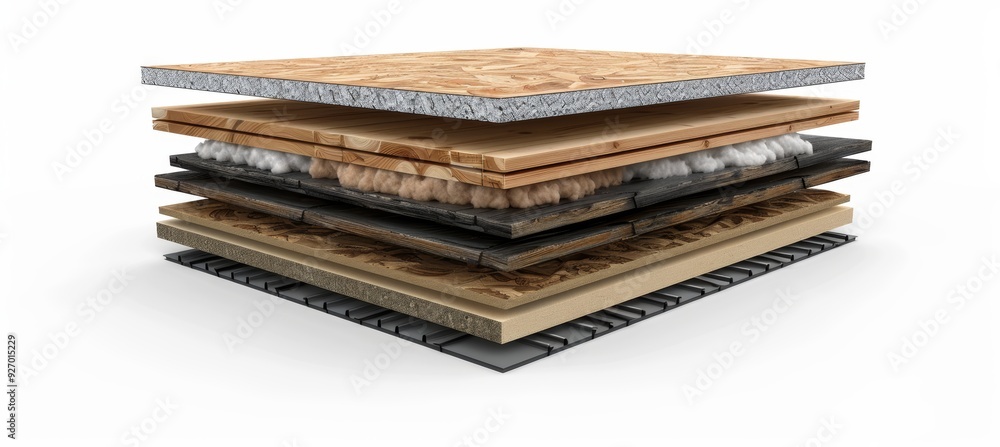 Detailed Cross Section of Roof Insulation Layers Including Reflective Barriers, Foam Boards, and Batt Insulation Detailed Cross Section of Roof Insulation Layers Including Reflective Barriers, Foam Boards, and Batt Insulation