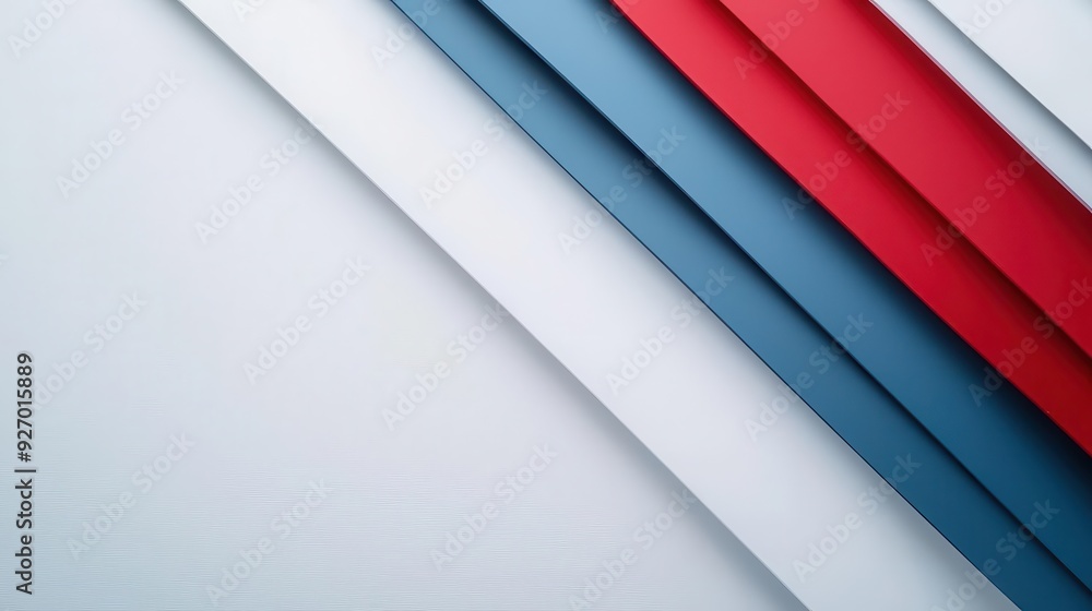 Obraz premium This design features a simple and modern patriotic theme, emphasizing red, white, and blue tones with an abstract flag motif and room for text.