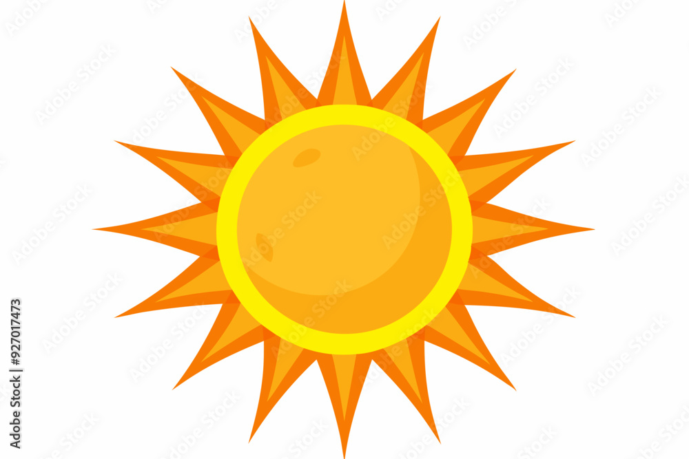 Cartoon Illustration of a Yellow Sun with Orange Rays Cartoon Illustration of a Yellow Sun with Orange Rays
