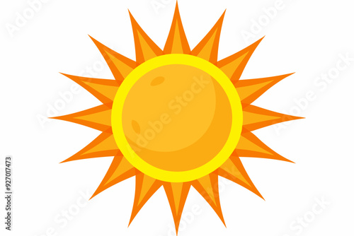 Cartoon Illustration of a Yellow Sun with Orange Rays