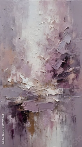 Muted Mauve Abstract Painting with Rough Oil Textures and Palette Knife Finish. Vertical. Wallpaper