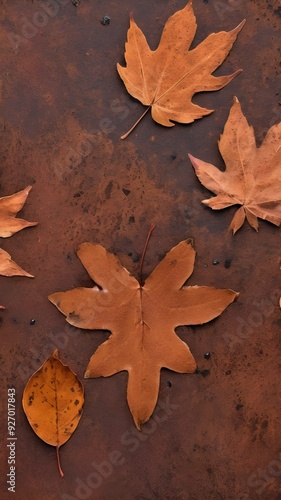 Rust-Colored Leaves with Earthy, Reddish-Brown Hues Similar to Rusted Metal or Fallen Leaves. Vertical. Wallpaper