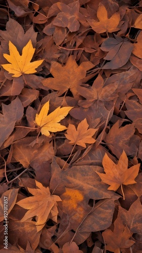 Rust-Colored Leaves with Earthy, Reddish-Brown Hues Similar to Rusted Metal or Fallen Leaves. Vertical. Wallpaper