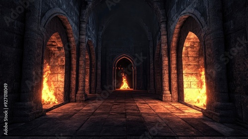 Wallpaper Mural A dark room with fire and rubble in it Torontodigital.ca